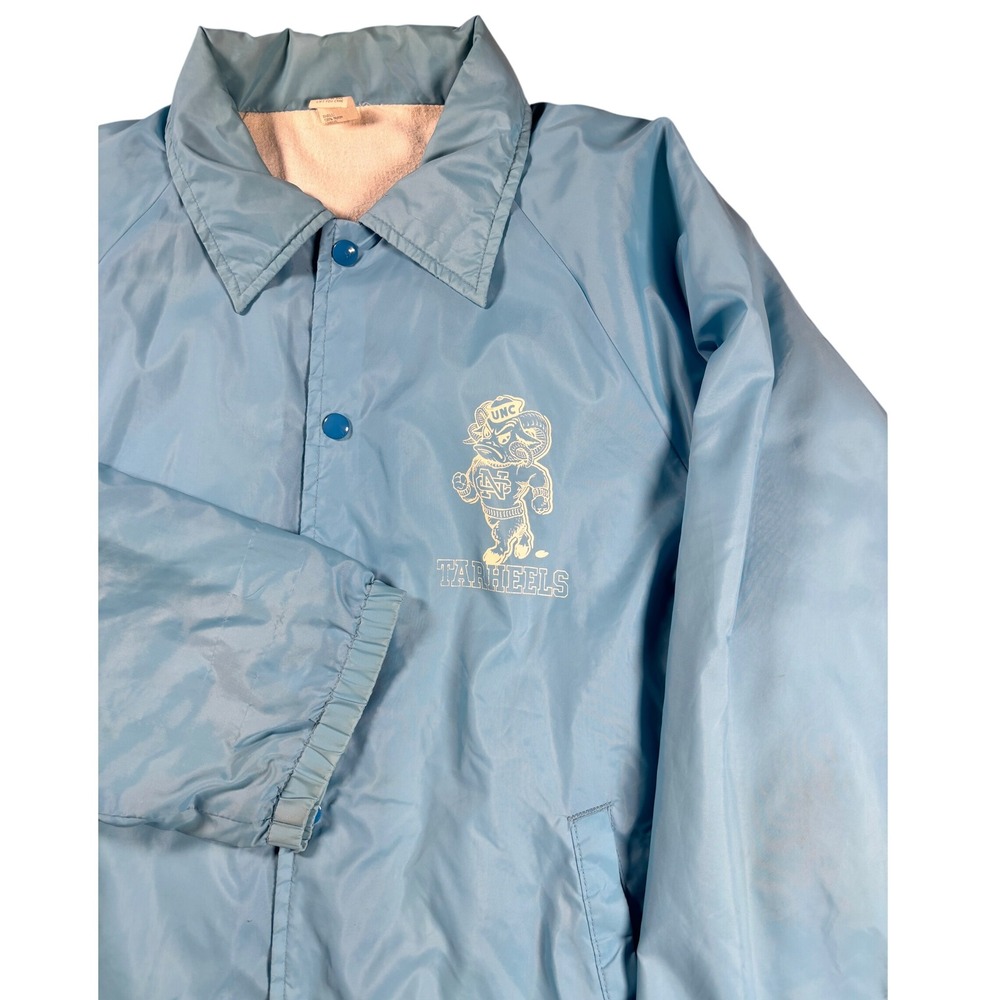 Vintage UNC Tarheels Coaches Jacket Carolina Blue Ram Mascot Men L Made in USA